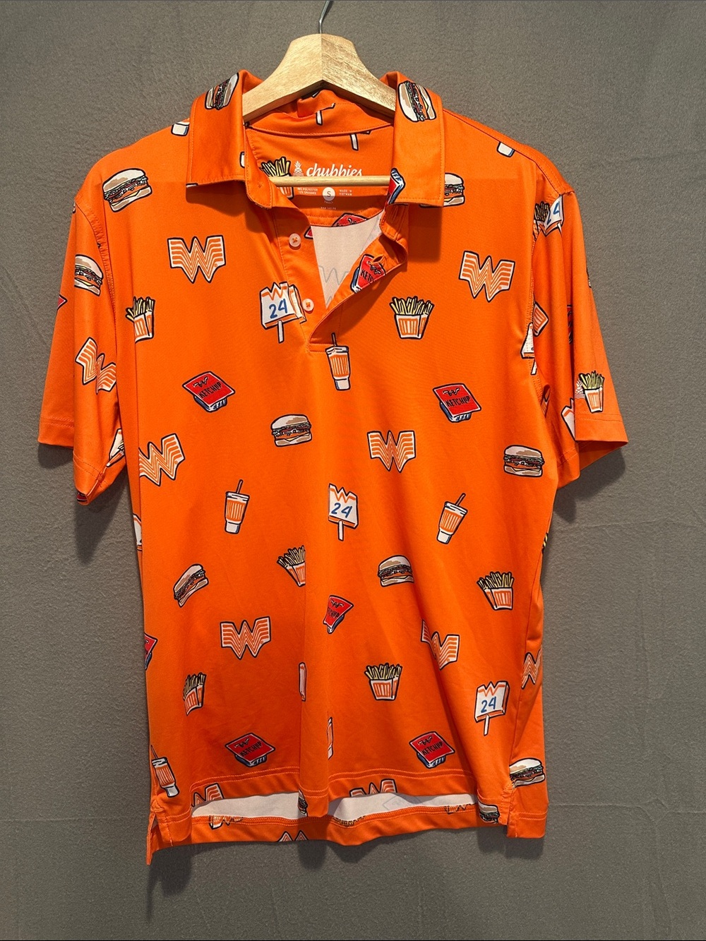 Chubbies Men's Orange Fast-Food Print Polo Shirt